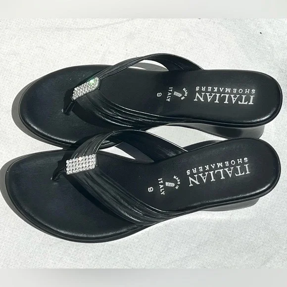 🆕 Italian Shoemakers - Black Rhinestone Sandals - Picture 4 of 6